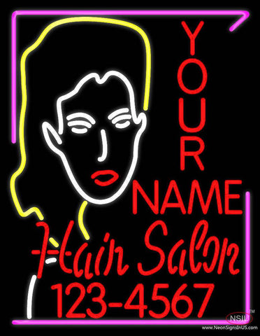 Custom Hair Salon With Number Real Neon Glass Tube Neon Sign 