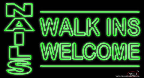 Green Nails Walk Ins Welcome Real Neon Glass Tube Neon Sign