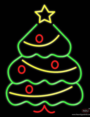 Green Christmas Tree Real Neon Glass Tube Neon Sign 