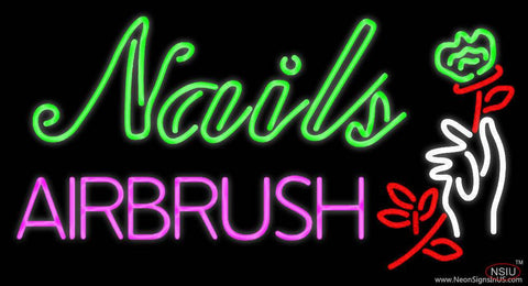 Nails Airbrush With Flower Real Neon Glass Tube Neon Sign