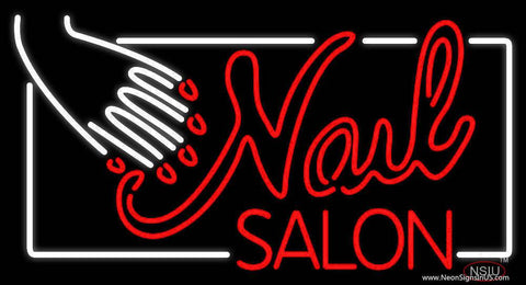 Red Nail Salon Real Neon Glass Tube Neon Sign 