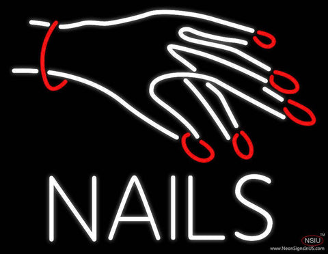 Nails With Hand Logo Real Neon Glass Tube Neon Sign