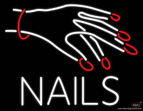 Nails With Hand Logo Real Neon Glass Tube Neon Sign 