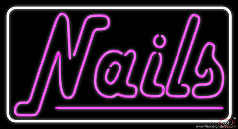 Pink Double Stroke Nails Real Neon Glass Tube Neon Sign 