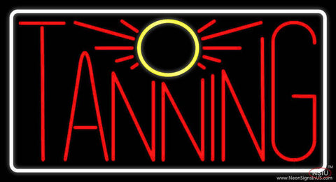 Red Tanning With Sun Logo Real Neon Glass Tube Neon Sign