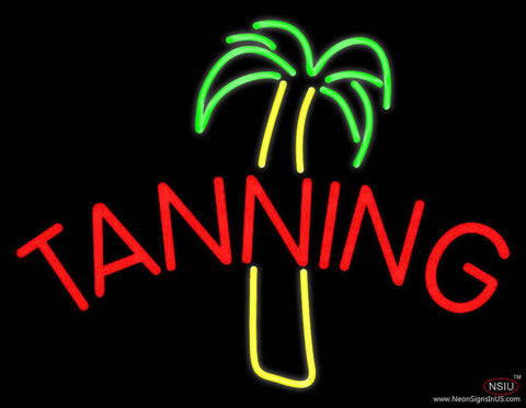 Tanning With Palm Tree Real Neon Glass Tube Neon Sign 