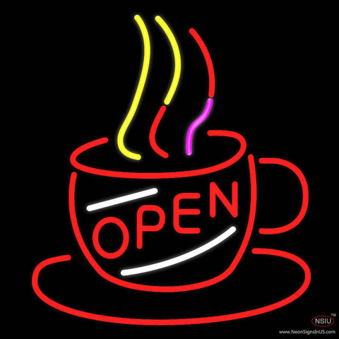 Coffee Cup With Open Real Neon Glass Tube Neon Sign 