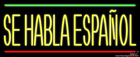 Yellow Se Habla Espanol Real Neon Glass Tube Neon Sign