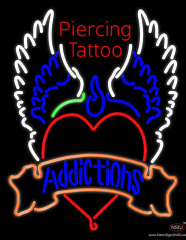 Piercing Tattoo Addiction Logo Real Neon Glass Tube Neon Sign