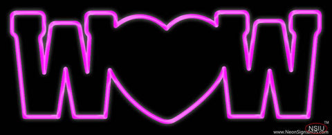 Wow With Heart Real Neon Glass Tube Neon Sign