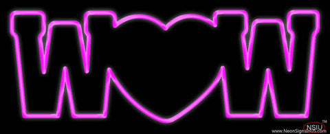 Wow With Heart Real Neon Glass Tube Neon Sign 