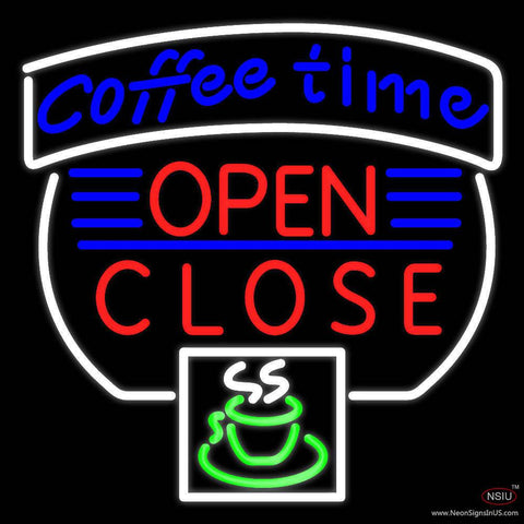 Coffee Time Open Close Real Neon Glass Tube Neon Sign 