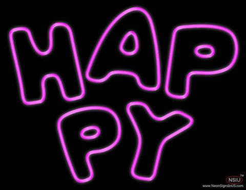 Happy Real Neon Glass Tube Neon Sign 