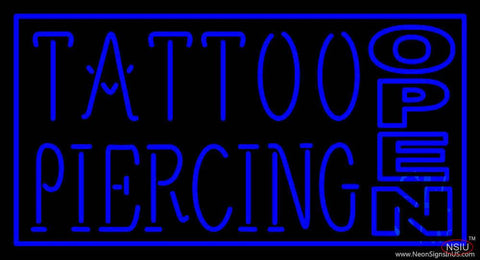 Blue Tattoo Piercing Open Real Neon Glass Tube Neon Sign