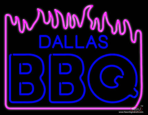 Dallas Bbq With Fire Real Neon Glass Tube Neon Sign 