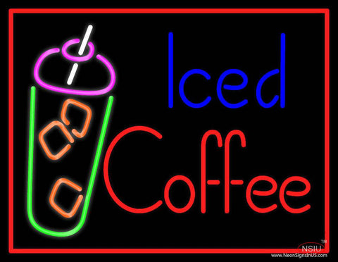 Iced Coffee Real Neon Glass Tube Neon Sign 