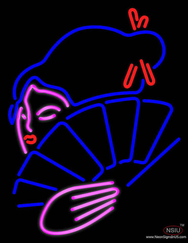 Japanese Girl With Fan Real Neon Glass Tube Neon Sign 