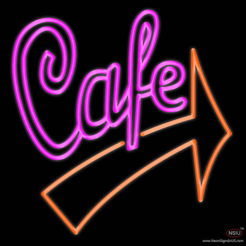 Cafe With Red Arrow Real Neon Glass Tube Neon Sign 