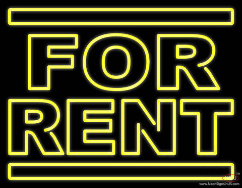 Yellow For Rent Real Neon Glass Tube Neon Sign 
