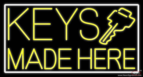 Yellow Keys Made Here Real Neon Glass Tube Neon Sign 