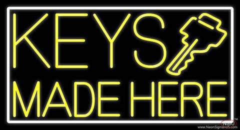 Yellow Keys Made Here Real Neon Glass Tube Neon Sign