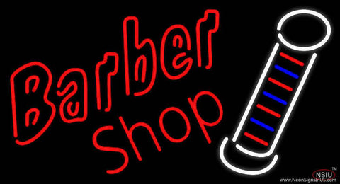 Double Stroke Red Barber Shop Real Neon Glass Tube Neon Sign