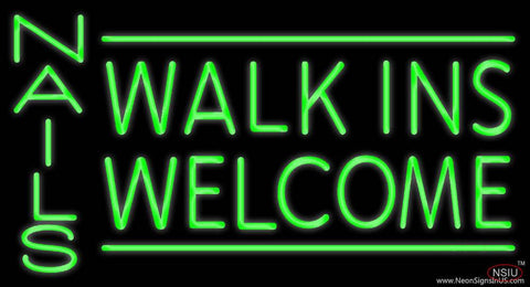 Green Nails Walk Ins Welcome Real Neon Glass Tube Neon Sign