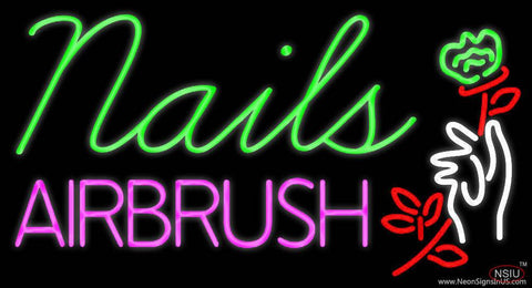 Nails Airbrush With Flower Real Neon Glass Tube Neon Sign