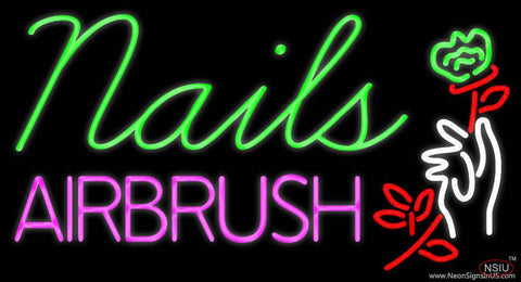 Nails Airbrush With Flower Real Neon Glass Tube Neon Sign 