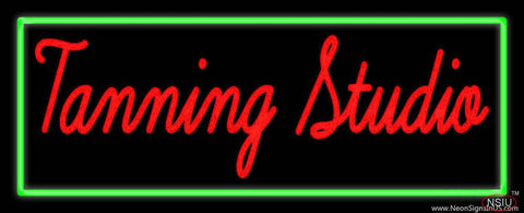 Tanning Studio With Green Border Real Neon Glass Tube Neon Sign