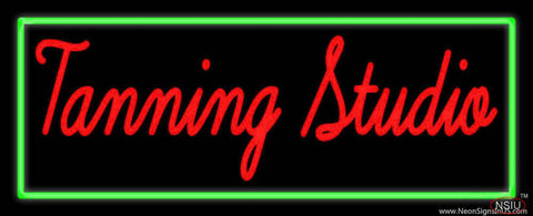 Tanning Studio With Green Border Real Neon Glass Tube Neon Sign 
