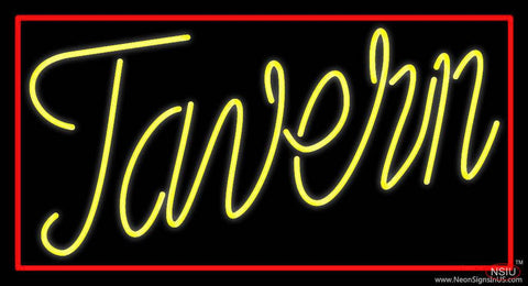 Yellow Tavern With Red Border Real Neon Glass Tube Neon Sign