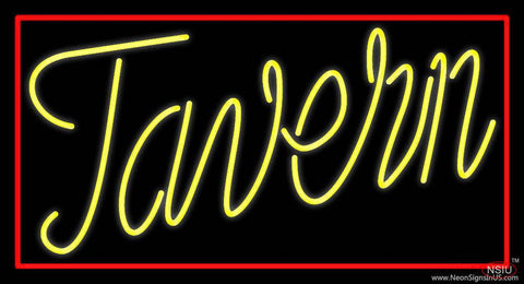 Yellow Tavern With Red Border Real Neon Glass Tube Neon Sign 