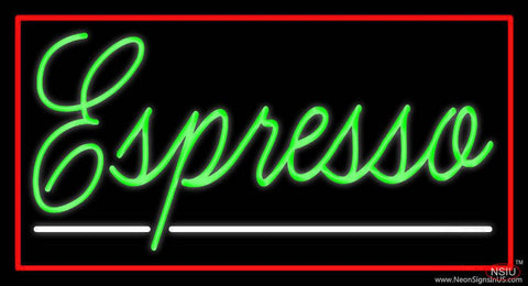Cursive Green Espresso With Red Border Real Neon Glass Tube Neon Sign 