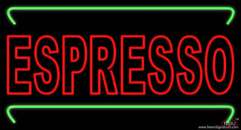 Double Stroke Red Espresso With Green Lines Real Neon Glass Tube Neon Sign 