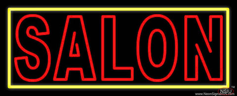 Double Stroke Salon with Yellow Border Real Neon Glass Tube Neon Sign 