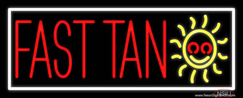 Fast Tan With White Border Real Neon Glass Tube Neon Sign 