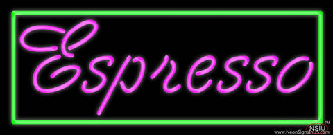 Pink Espresso With Green Border Real Neon Glass Tube Neon Sign 