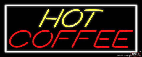 Yellow Hot Red Coffee With White Border Real Neon Glass Tube Neon Sign 