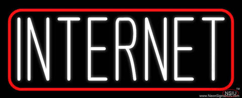 White Internet With Red Border Real Neon Glass Tube Neon Sign 