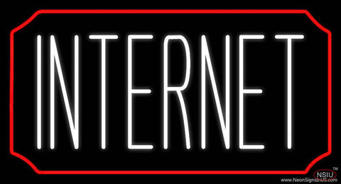 White Internet With Red Border Real Neon Glass Tube Neon Sign