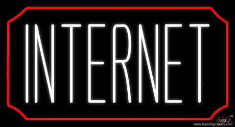 White Internet With Red Border Real Neon Glass Tube Neon Sign 