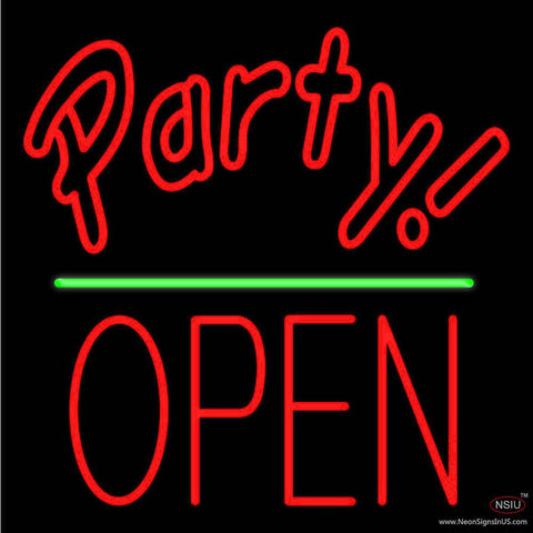 Party Open Block Green Line Real Neon Glass Tube Neon Sign 