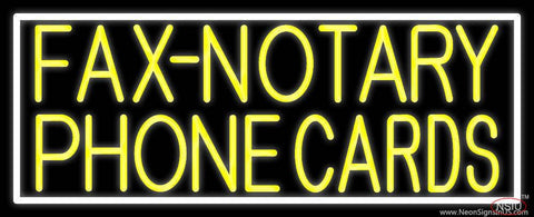 Yellow Fax Notary Phone Cards With White Border  Real Neon Glass Tube Neon Sign