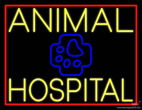 Yellow Animal Hospital with Logo Real Neon Glass Tube Neon Sign 