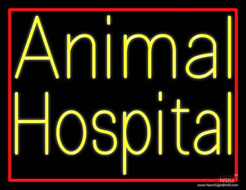 Yellow Animal Hospital Red Border Real Neon Glass Tube Neon Sign 