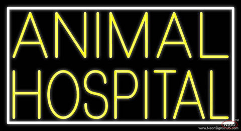 Yellow Animal Hospital White Border Real Neon Glass Tube Neon Sign