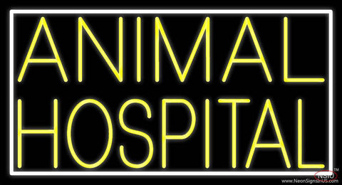 Yellow Animal Hospital White Border Real Neon Glass Tube Neon Sign 