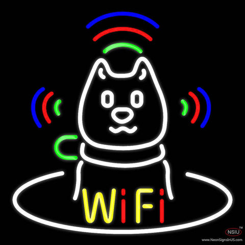 Wifi With Dog Logo Real Neon Glass Tube Neon Sign 