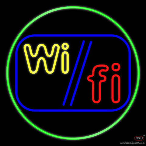 Wi Fi With Green Oval Real Neon Glass Tube Neon Sign